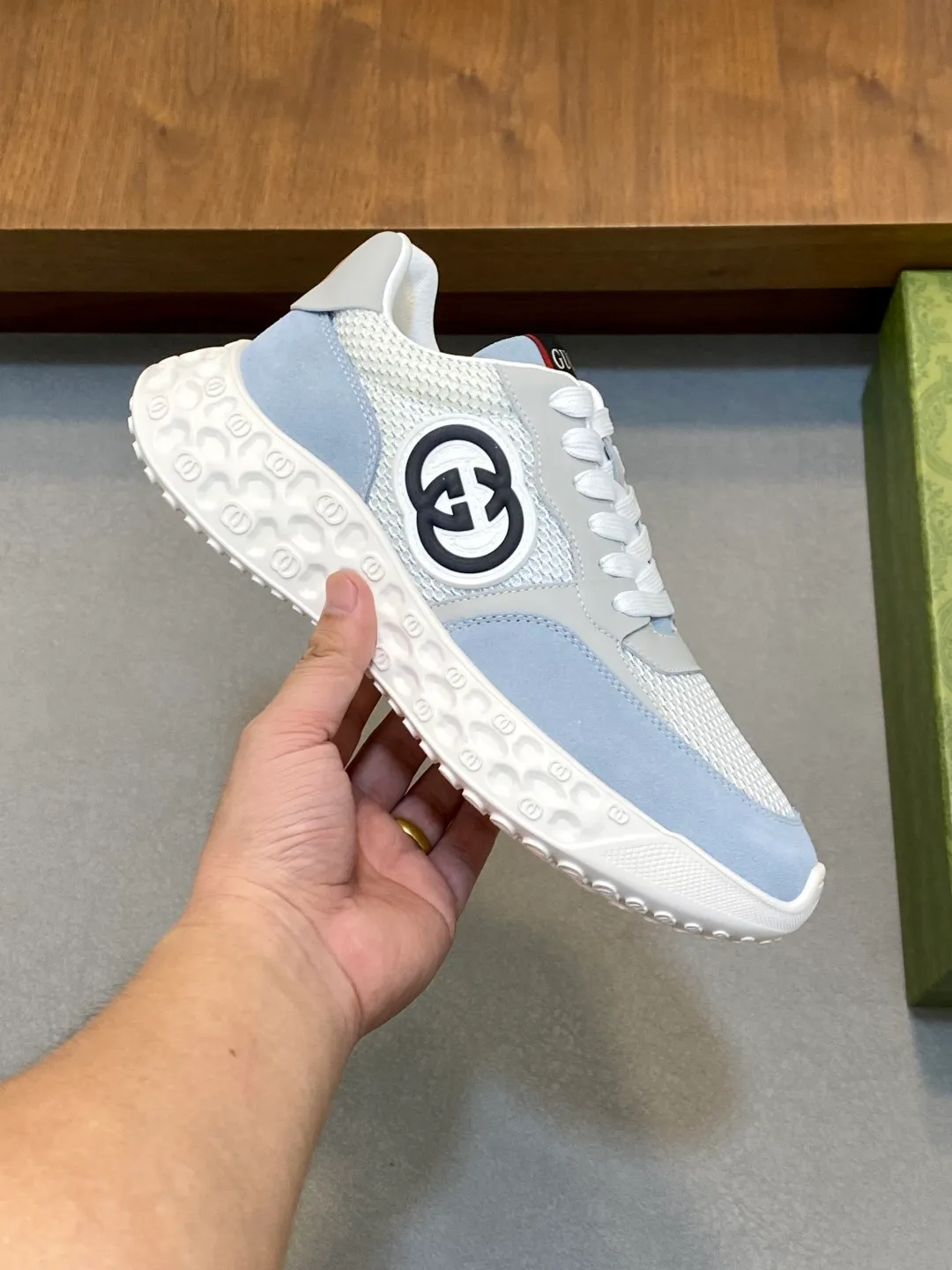 Men's shoes 💰780 [Gucci] Gucci - High-end quality original order - Upper: Napa calfskin, pebbled calfskin, computer embroidered brand totem - Inner: water-dyed cowhide - Outsole: ultra-light TPU·rubber; two-color molded outsole -Super high quality control·Fine workmanship: highlighted (high-end·luxury·grade) -Size: 38-44 (38 45 can be customized)